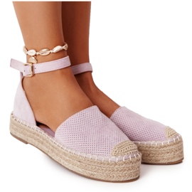 Espadrilles On The Straw Platform Violet Bali lila