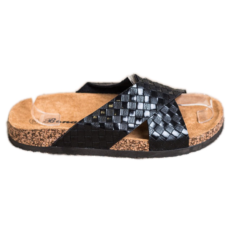 Bona Kényelmes Eco bőr papucs fekete