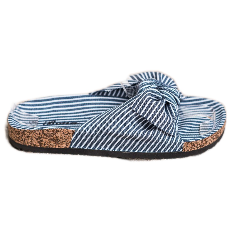 Bona Papucs csíkos masnival fehér kék Bona Papucs csíkos masnival fehér kék