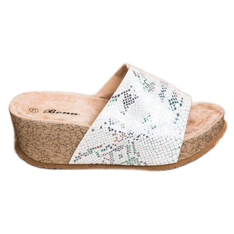 Bona Fehér ék papucs