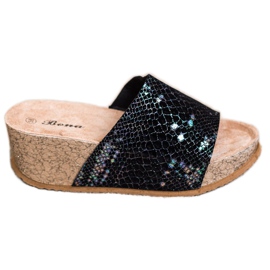 Bona Fekete ék papucs Bona Fekete ék papucs