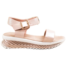 Groto Gogo Szandál A Platformon Csillogással bézs aranysárga