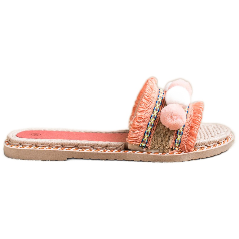 SHELOVET Papucs pomponokkal narancssárga