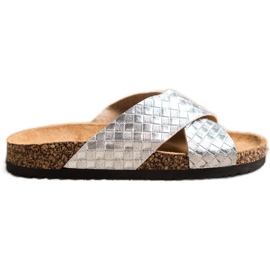 Bona Kényelmes Eco bőr papucs ezüst