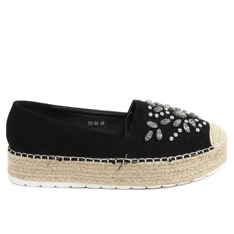 RC-96 Fekete Espadrilles kövekkel