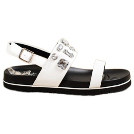 SHELOVET Fehér szandál kristályokkal