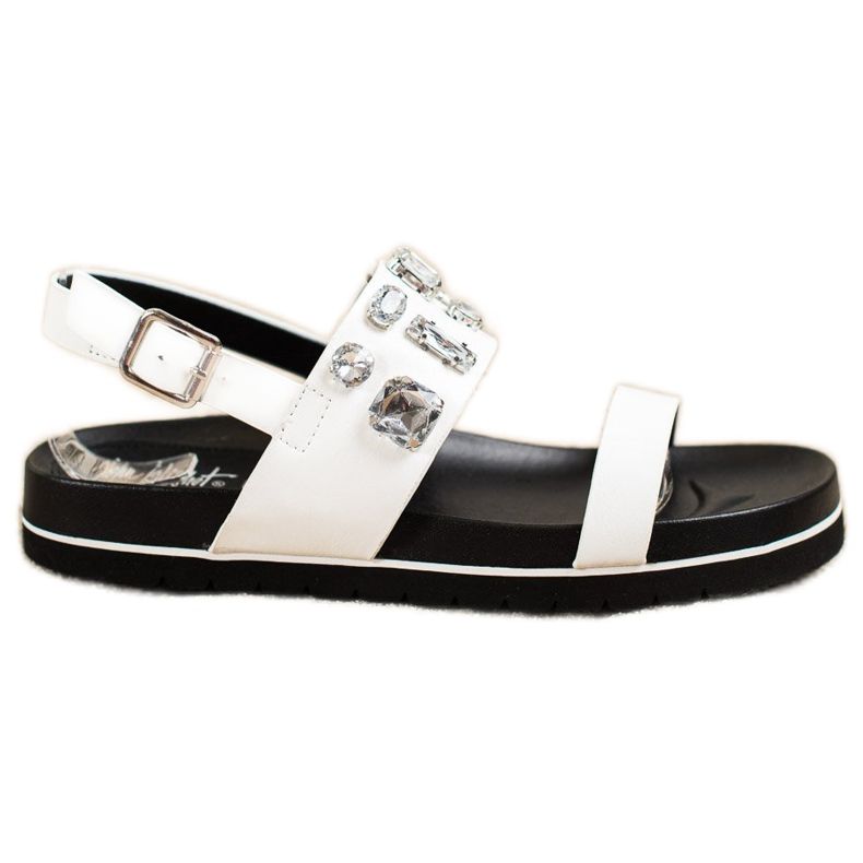 SHELOVET Fehér szandál kristályokkal