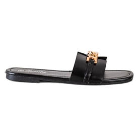 Renda Elegáns papucs díszítéssel fekete Renda Elegáns papucs díszítéssel fekete