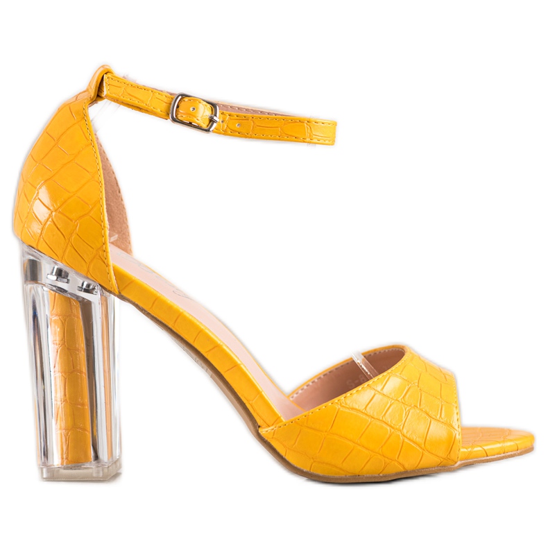 Renda Szandál átlátszó sarokkal sárga