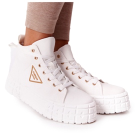 Női magas cipők Manhattan fehér platformján