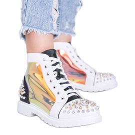 Fekete -fehér átlátszó csizma Lea csapokkal