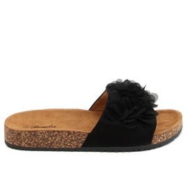 Fekete parafa papucs virágokkal 620-73 Fekete Fekete parafa papucs virágokkal 620-73 Fekete