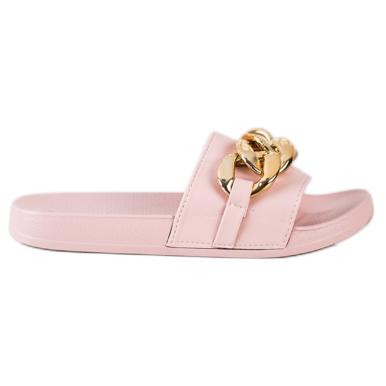 SHELOVET Rózsaszín papucs díszítéssel