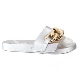 SHELOVET Ezüst papucs díszítéssel