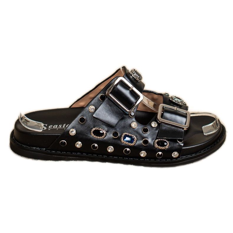 Seastar Divatos papucs kristályokkal fekete Seastar Divatos papucs kristályokkal fekete