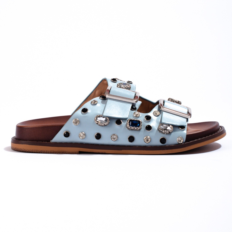 Seastar Divatos papucsok kristályokkal kék