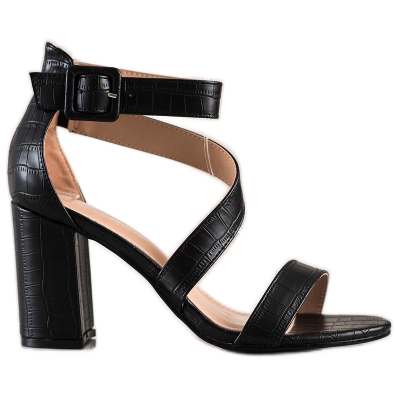 Renda Szandál egy bárban, öko bőrrel fekete