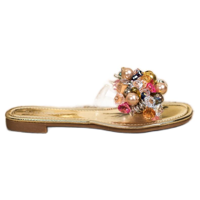 Sabatina Átlátszó papucs díszítéssel aranysárga