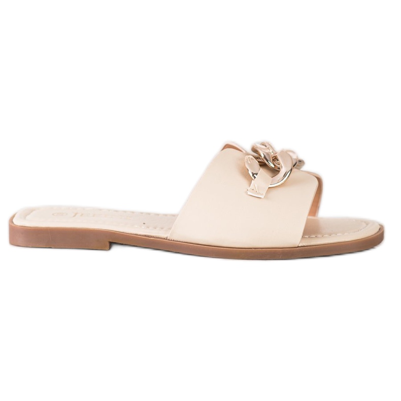 SHELOVET Papucs arany díszítéssel bézs