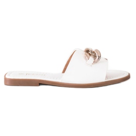 SHELOVET Papucs arany díszítéssel fehér SHELOVET Papucs arany díszítéssel fehér