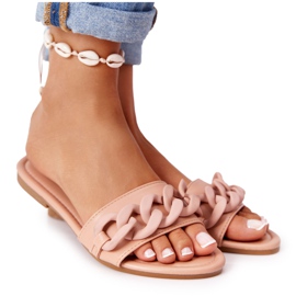 PS1 Bőr papucs láncos tevével lépésről lépésre khaki