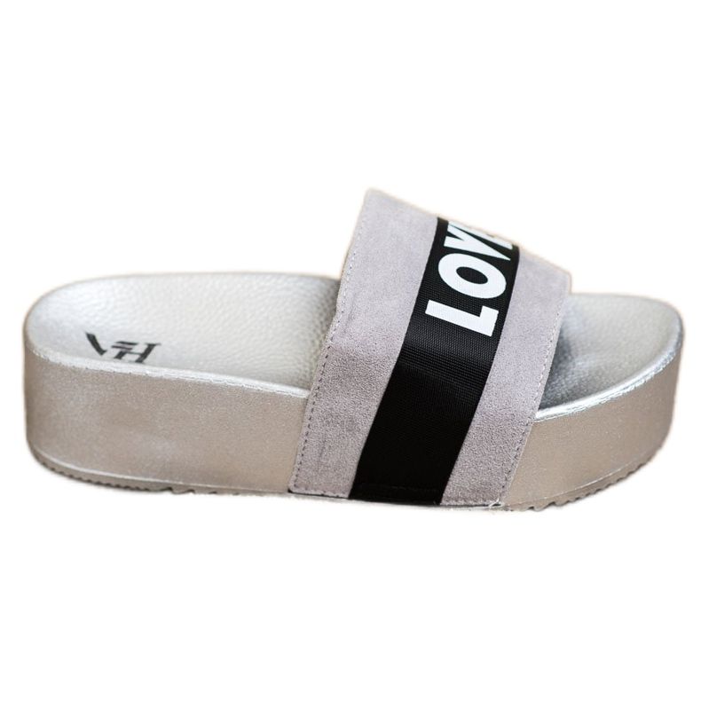 SHELOVET Papucs a szerelem platformon ezüst szürke
