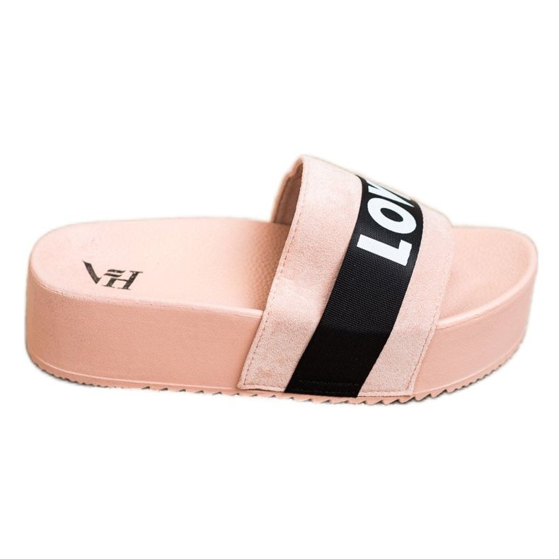 SHELOVET Papucs a szerelem platformon rózsaszín