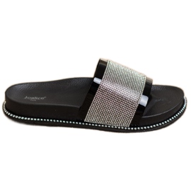 SHELOVET Fényes fekete papucs