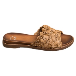 SHELOVET Barna fonott papucs