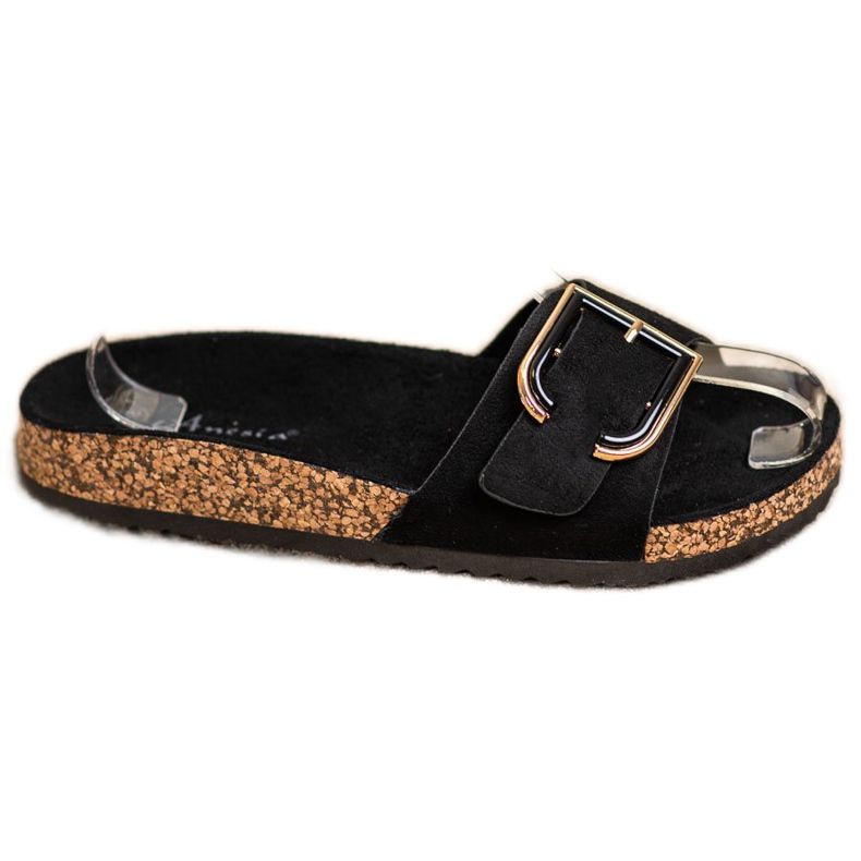 Anesia Paris Alkalmi velúrpapucs fekete