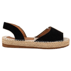 Ideal Shoes Csúsztatható Espadrilles fekete Ideal Shoes Csúsztatható Espadrilles fekete
