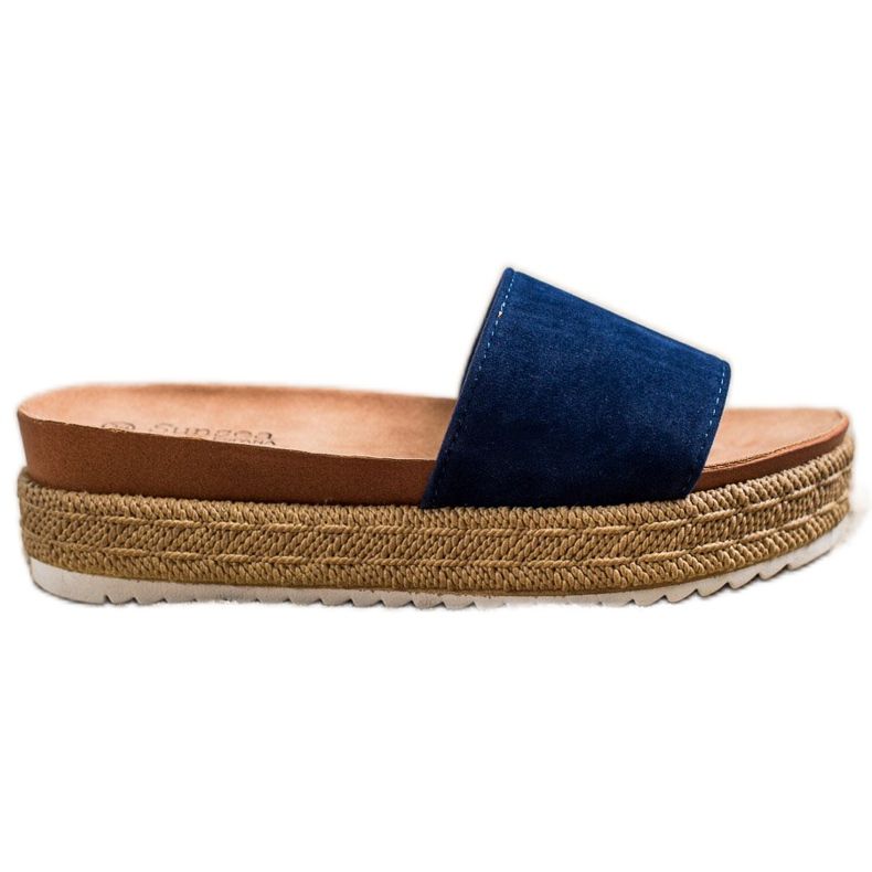 SHELOVET Klasszikus papucs a platformon kék