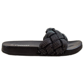 Groto Gogo Textil papucs kristályokkal fekete Groto Gogo Textil papucs kristályokkal fekete