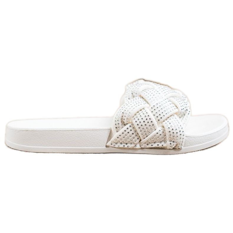 Groto Gogo Textil papucs kristályokkal fehér