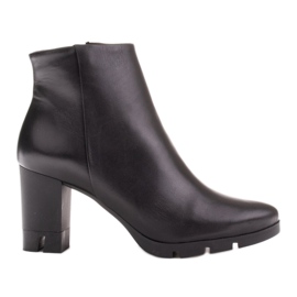 Marco Shoes Merész csizma természetes szembőrből, vastag sarokkal fekete