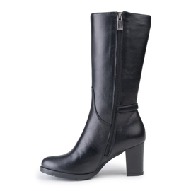 Marco Shoes Klasszikus csizma fekete nappa bőrből, további csatokkal és pántokkal Marco Shoes Klasszikus csizma fekete nappa bőrből, további csatokkal és pántokkal