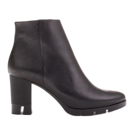 Marco Shoes Merész csizma természetes szembőrből, vastag sarokkal fekete