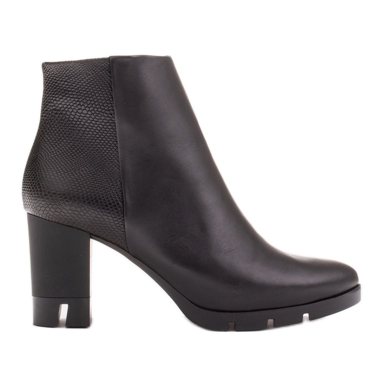 Marco Shoes Merész csizma természetes szembőrből, vastag sarokkal fekete