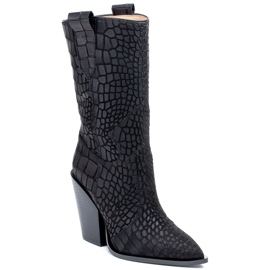 Marco Shoes Marco csizma 1408K cowboy csizma állat motívummal fekete Marco Shoes Marco csizma 1408K cowboy csizma állat motívummal fekete