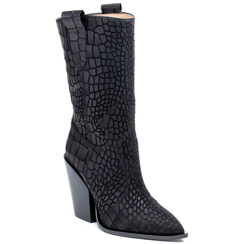 Marco Shoes Marco csizma 1408K cowboy csizma állat motívummal fekete