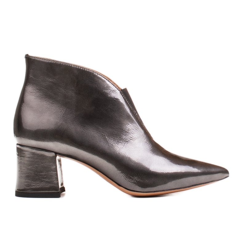 Marco Shoes 1460B karcsú szürke bőr bokacsizma gumi felsőrésszel