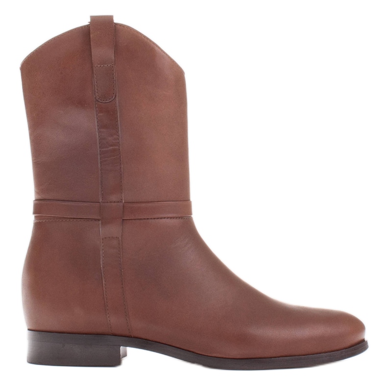 Marco Shoes Marco csizma alacsony sarkú, finom természetes bőrből barna