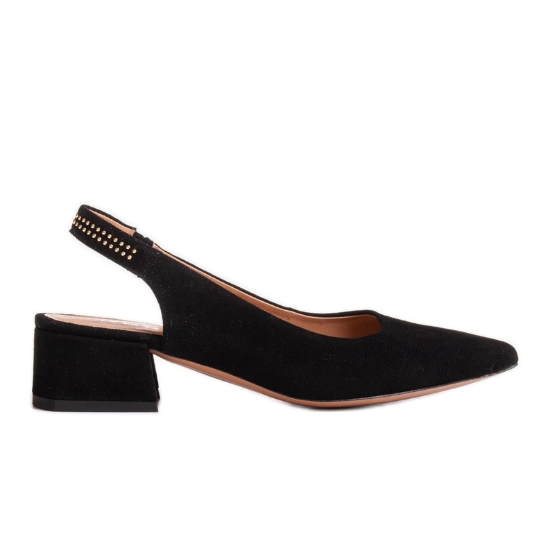 Marco Shoes Fekete velúr szandál dekoratív fúvókákkal