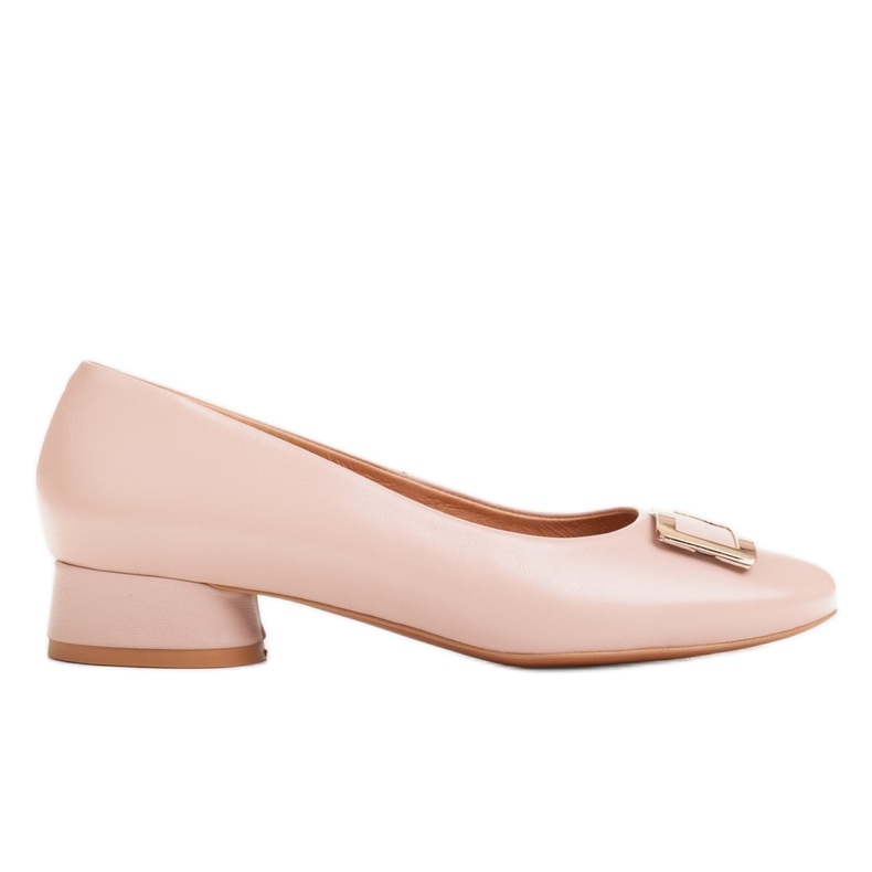 Marco Shoes Rózsaszín bőr balerinák arany díszítéssel