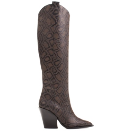 Marco Shoes Magas csizma nőknek, valódi bőr cowboy csizma barna