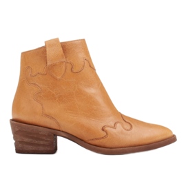 Marco Shoes Sárga csizma szabálytalanul ráncos természetes bőrből