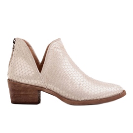 Marco Shoes Természetes velúr bokacsizma V-szabással aranysárga Marco Shoes Természetes velúr bokacsizma V-szabással aranysárga