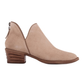 Marco Shoes Bézs színű, természetes velúrból készült csizma, V-szabással