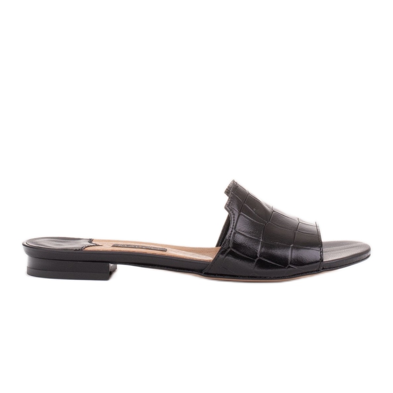 Marco Shoes Elegáns női fekete bőr papucs