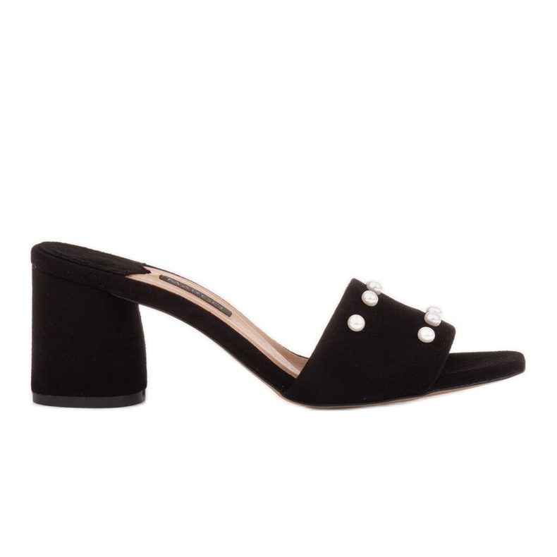 Marco Shoes Marco női papucs természetes velúrból fekete